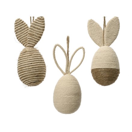 Natural Jute Bunny Hangers, 17cm