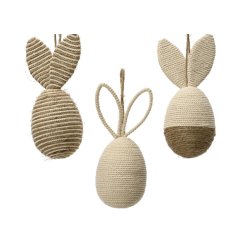 Make your Easter decorations extra special with these Natural Jute Eggs with Bunny Ears Hangers