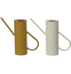 An assortment of 2 unique watering cans in a cream and camel colour tone.