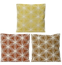 A assortment of 3 cushions in a funky geometric design. 