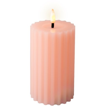 Indoor Pink LED Carved Candle, 14.7cm