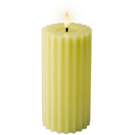 Perfect for creating a warm atmosphere this LED Yellow Candle has ribbed finish.
