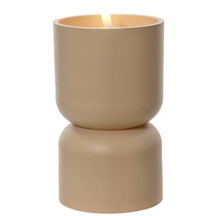 A lovely cream outdoor LED candle, in the shape of a diablo.