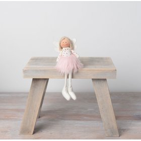 A charming angel decoration. Beautifully crafted with a variety of pink fabrics including faux fur and ditsy floral 