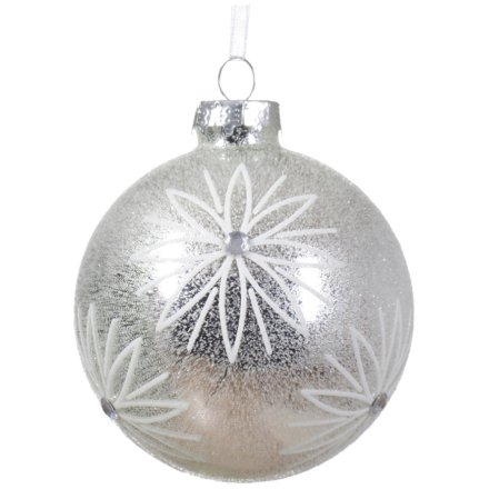 A set of 3 luxury Christmas baubles each decorated with transparent glitter and gems.