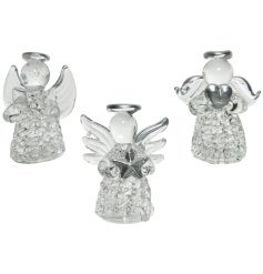 Add a whimsical charm to the home this Christmas with our 3 assorted glass angel ornaments. 