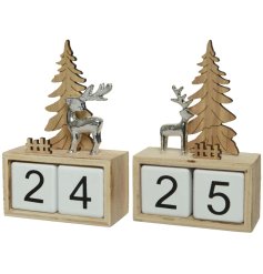 An interactive Christmas calendar featuring a reindeer and tree scene, in 2 assorted designs. 