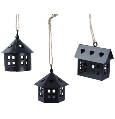 A modern iron mini house decoration in 3 assorted designs.