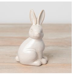 A chic and timeless bunny ornament with a natural reactive glaze.