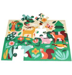 A bright and colourful 24 piece woodland puzzle with a carry case. 
