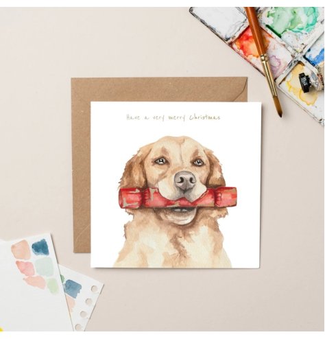 Spread holiday cheer with this lovely Retriever Christmas Cracker Greeting Card!