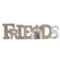 A simple yet chic friends plaque in wood painted in a neutral colour tone. 