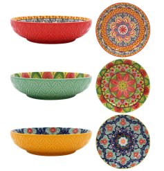  3 assorted Tuscany bowls in a bright and colourful pattern. 