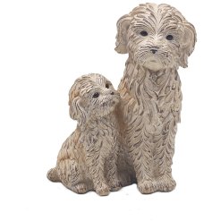 Crafted from high-quality resin, this beautiful ornament features a mother dog lovingly sat with her little pup.