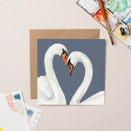 Swans Love Greeting Card, 15cm