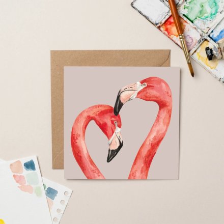 Flamingo Pair Greeting Card, 15cm