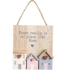 There really is no place like home. A unique 3D wooden plaque with individual houses, including heart details. 