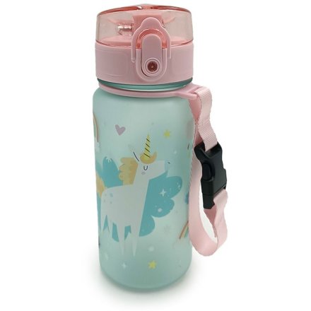 A great water bottle for a busy child on the go! Featuring a pop top lid and a pink carry strap. 