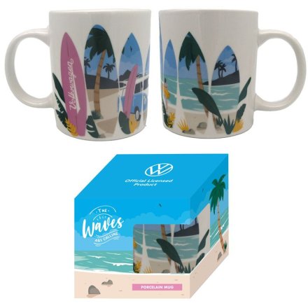 The Waves Are Calling, Camper Bus Mug, 12cm