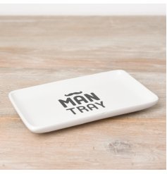 A cool and contemporary ceramic man tray with a moustache design.  