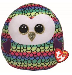 Owen the Owl from the TY range. A soft and squishy owl with a multicoloured body and gold sparkly eyes. 