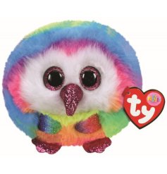 Cuddle, throw and catch this adorable rainbow coloured owl with sparkling details. 