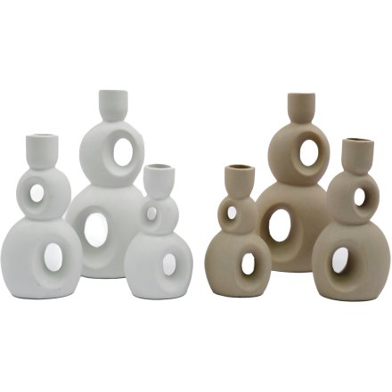 S/3 Abstract Taper Candle Holder