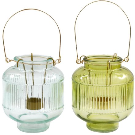 Ribbed Glass T - Light Holder, 15cm 2A 