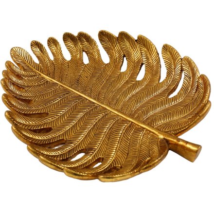 Leaf Golden Trinket Plate, 29cm