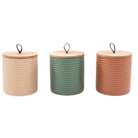 3A Ribbed Candle pot W/Lid 12cm