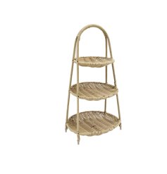 Made from entwined wicker, a 3 tier food storage stand in a pyramid design. 