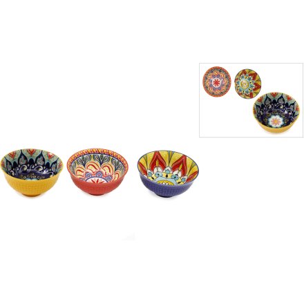 Bright Patterned Bowls, 12cm