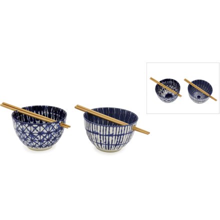 Blue Bowl with Chopsticks, 14cm 2A 