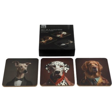 Pack of 6 Dog Cynocephaly Coasters, 10cm