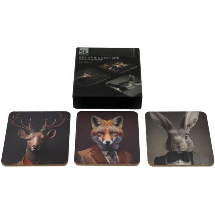 Set of 6 Forest Cynocephaly Coasters, 10cm