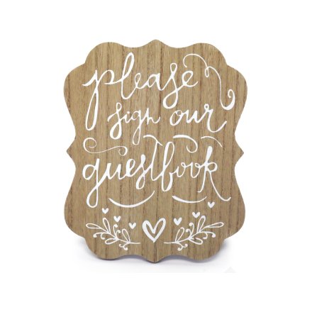 Guestbook Wooden Sign, 27cm