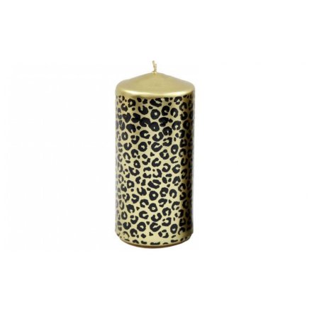Pillar Leopard Print Candle, 15cm