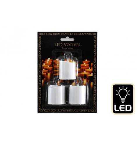 A pack of 3 simple LED votives. Perfect for the Christmas season to get all cosy in the home without the worry of a real