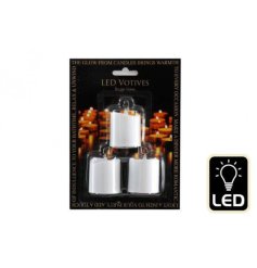 A pack of 3 simplistic LED votives, perfect for creating a warm ambiance in the home.