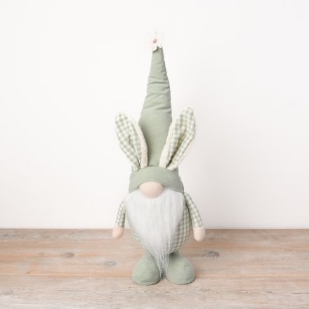 An utterly charming Spring themed gonk decoration with sage green gingham fabric and a dainty floral detail.