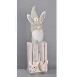 A beautiful and unique bunny themed gonk shelf sitter. Made from charming gingham fabric in a pretty pastel green hue.