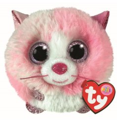 This Tia Pink Cat Beanie Ball Puffie is an adorable and cuddly companion for any little one!