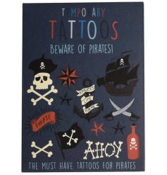 A pack of temporary tattoos in assorted pirate designs! 
