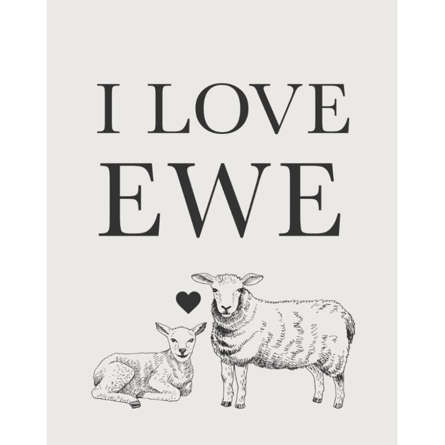 Metal Sign - I Love Ewe, 20cm