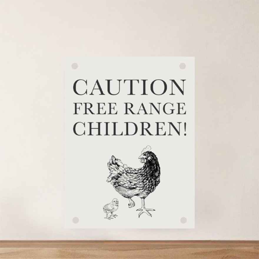 Free Range Children Metal Sign, 20cm