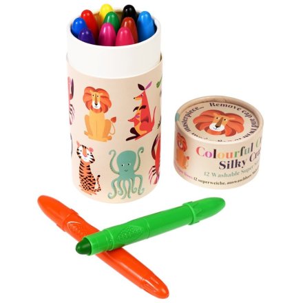 Go wild with your colouring adventure with this set of 12 colouring silky crayons. 
