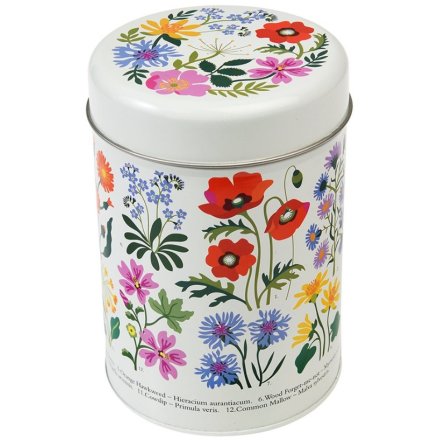 A beautifully illustrated storage tin from the Wild Flowers collection. 