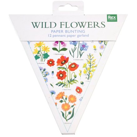 From the Wild Flowers range, 3 metres of floral bunting attached together with blue tissue paper.