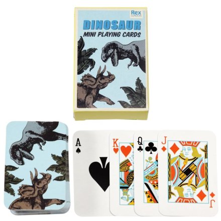 This charming Prehistoric Land dinosaur design adorns every playing card