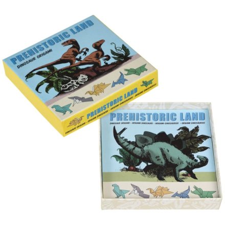 Discover the art of origami and create five incredible origami dinosaurs with our Prehistoric Land kit!